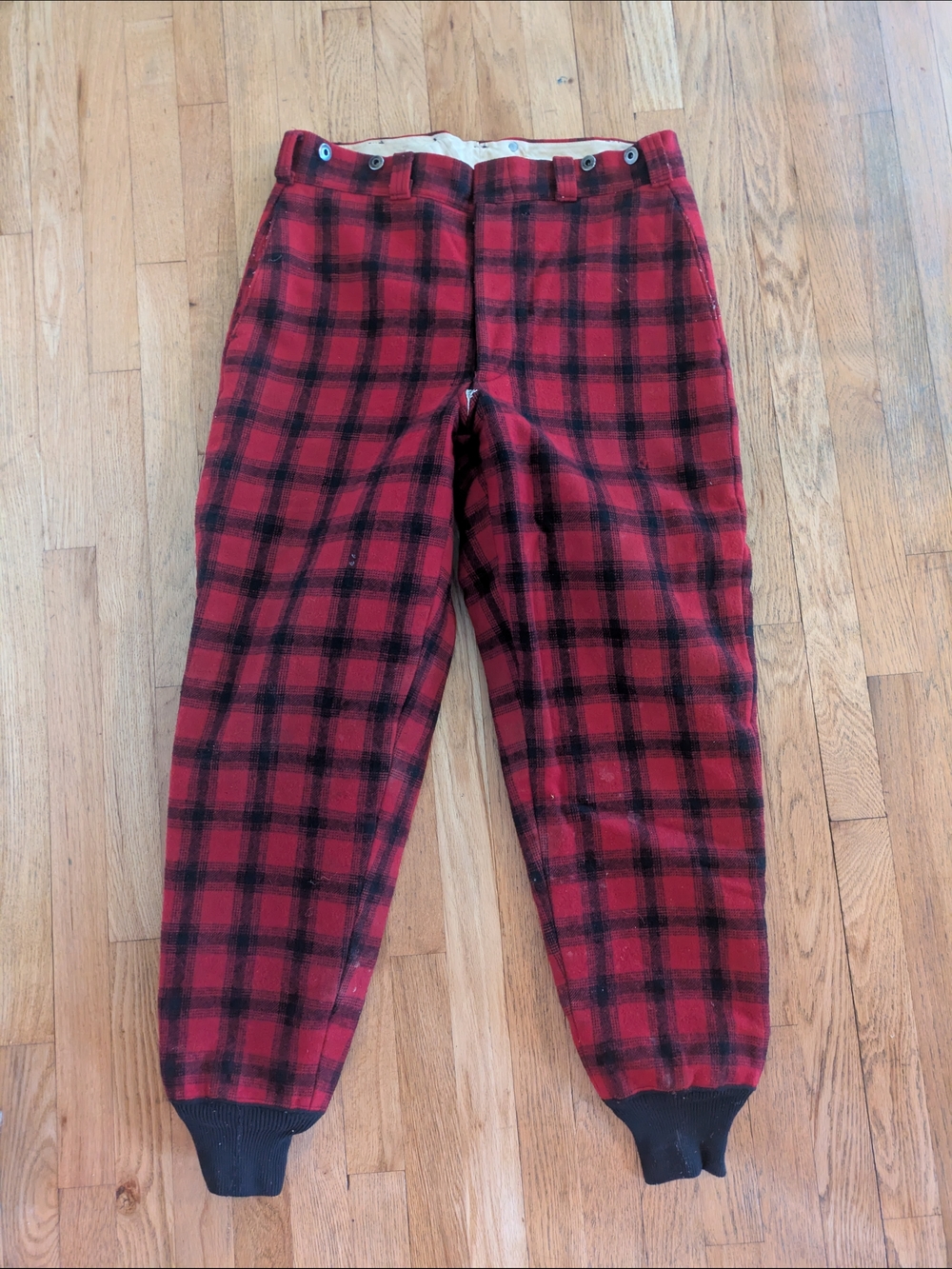 Vintage Woolrich 1960's Red Plaid Wool Hunting Pants